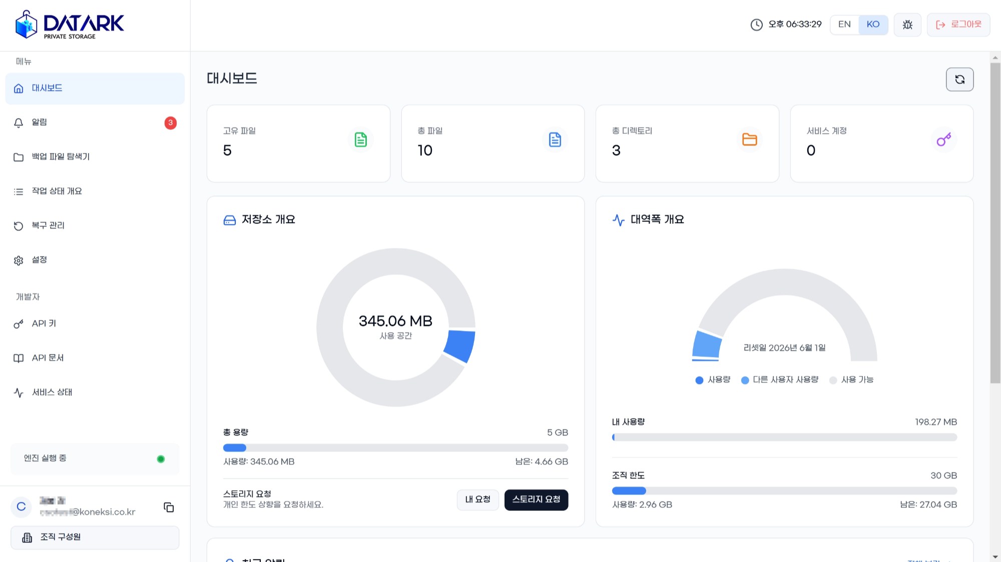 사용자 대시보드